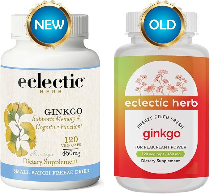 Eclectic Institute Raw Freeze-Dried Ginkgo | Circulatory Support, Supports Brain Function, Concentration & Memory | 120 CT