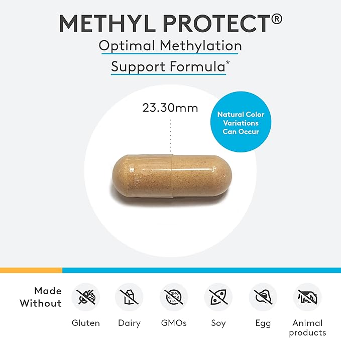 XYMOGEN Methyl Protect - Optimal Methylation Formula with Methyl Folate, Vitamin B12 (Methylcobalamin b12), Riboflavin + B6 Vitamins - Cognitive, Homocysteine + Heart Health Supplements (60 Capsules)
