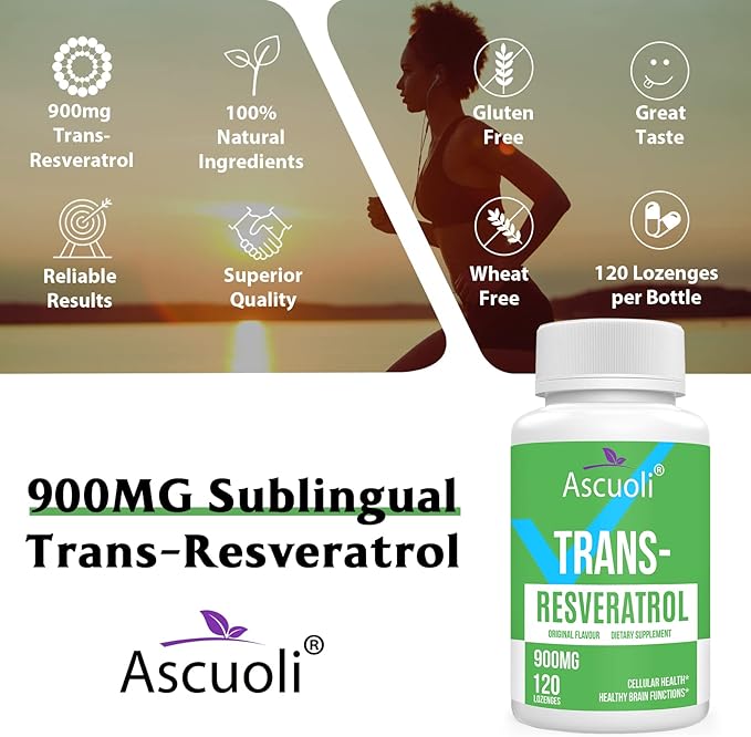 Sublingual Trans-Resveratrol Purity 99%, 3-in-1 Advanced Formula Resveratrol Supplement for Boost NAD+, Immune & Energy Support, Anti-Aging, Skin Health & Antioxidant, 240 Lozenge (240-Day Supply)