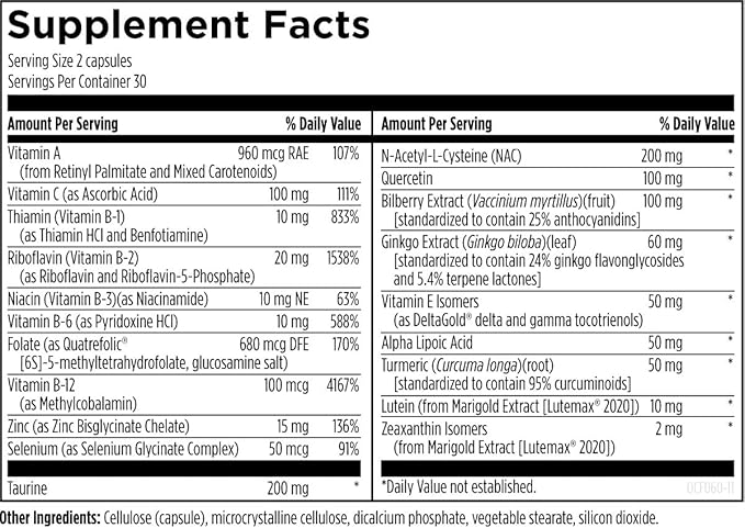 Designs for Health OcuForce - Eye Health Support Supplement - Lutein, Zeaxanthin, Carotenoids, Zinc, Taurine + Vitamins (60 Capsules)