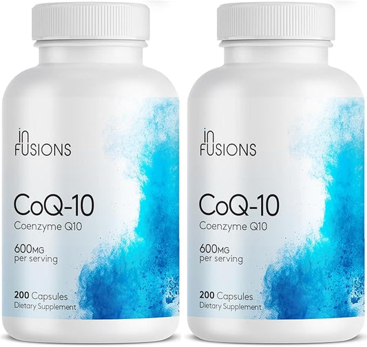 Infusions Maximum Strength Pure CoQ10 600mg 200 Capsules High Absorption Gluten Free Non-GMO (2)