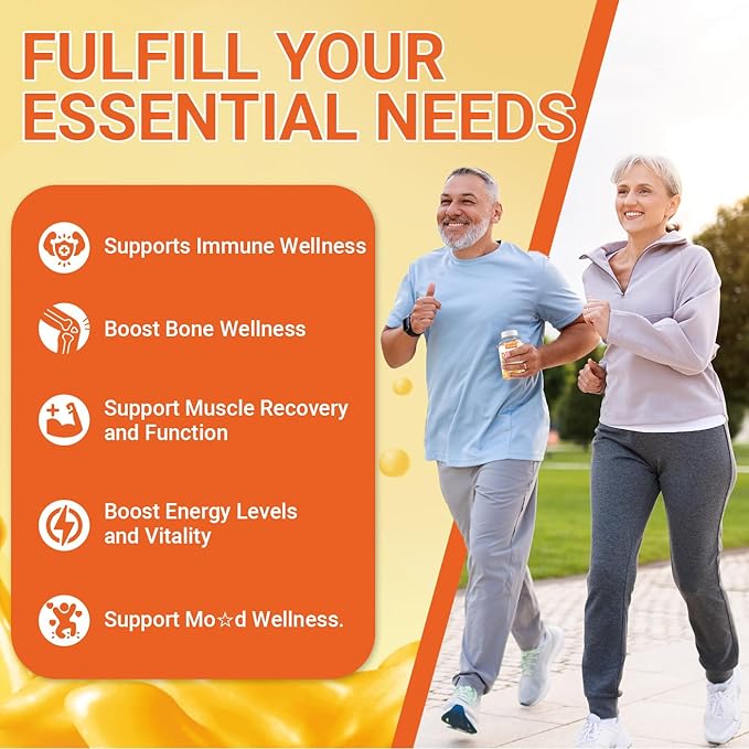 Vitamin D3 K2 Gummies, Vitamin D3 10000 IU & K2 (MK-7) 200 mcg - D3 K2 Supplement with Omega 3, Calcium, Magnesium for Bone Muscle Teeth Immune