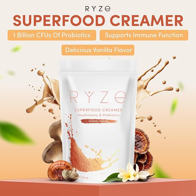 RYZE Ultimate Energy Bundle, USDA Organic Mushroom Coffee & Mushroom Matcha + Probiotic Creamer with 6 USA Grown Adaptogenic Mushrooms for Better Energy, Focus, Digestion, Immunity, 90 servings