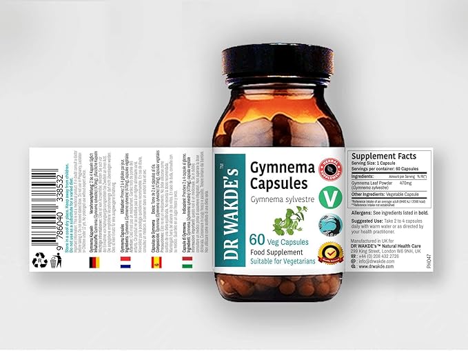 DR WAKDE's® Gymnema Capsules (Gudmar) I 100% Herbal I 60 Veggie Capsules I Ayurvedic Supplement I All Natural