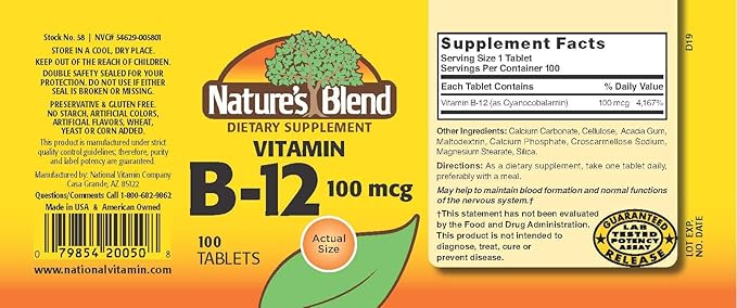 NAT B Vitamin B-12 TB 100MCG 100