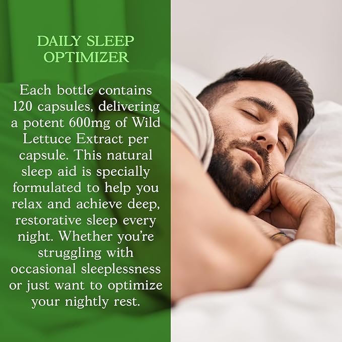 Wild Lettuce Extract – Herbal Sleep Supplement 1200mg, 4:1 Concentrated, Vegan Capsules, Soothes Discomfort, 60 Servings, 120 Count