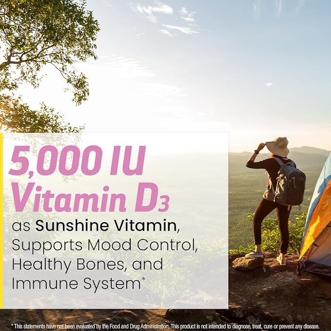 Vitamin K2 D3-100mcg of Vitamin K2 (as MK-7) and 125mg (5,000iu) of Vitamin D3, K2 D3 Vitamin Supplement Supports Healthy Bones and Circulation, Vitamin D3 K2 120 Capsules