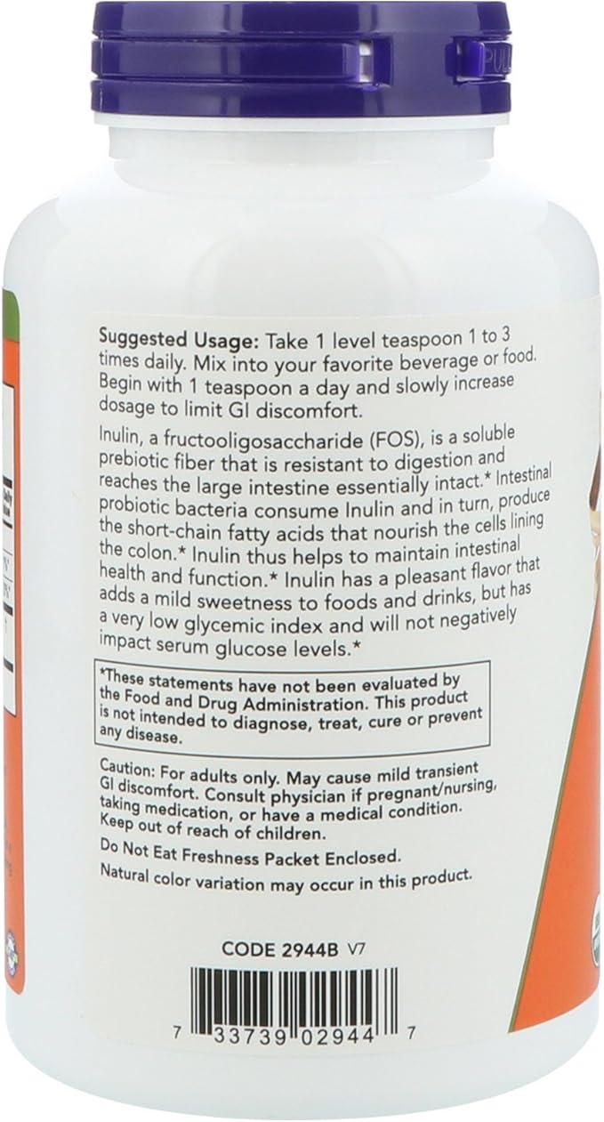 NOW Inulin Prebiotic Fos, 8-Ounces (Pack of 2)