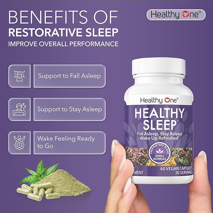 Healthy Sleep - 10 REM Inducing Ingredients - Supports All Stages of Deep Rest - Can't Sleep - Anxious - Restless - Melatonin - Valerian - Chamomile - Theanine - GABA - Hops - Lemon Balm - 120 Count