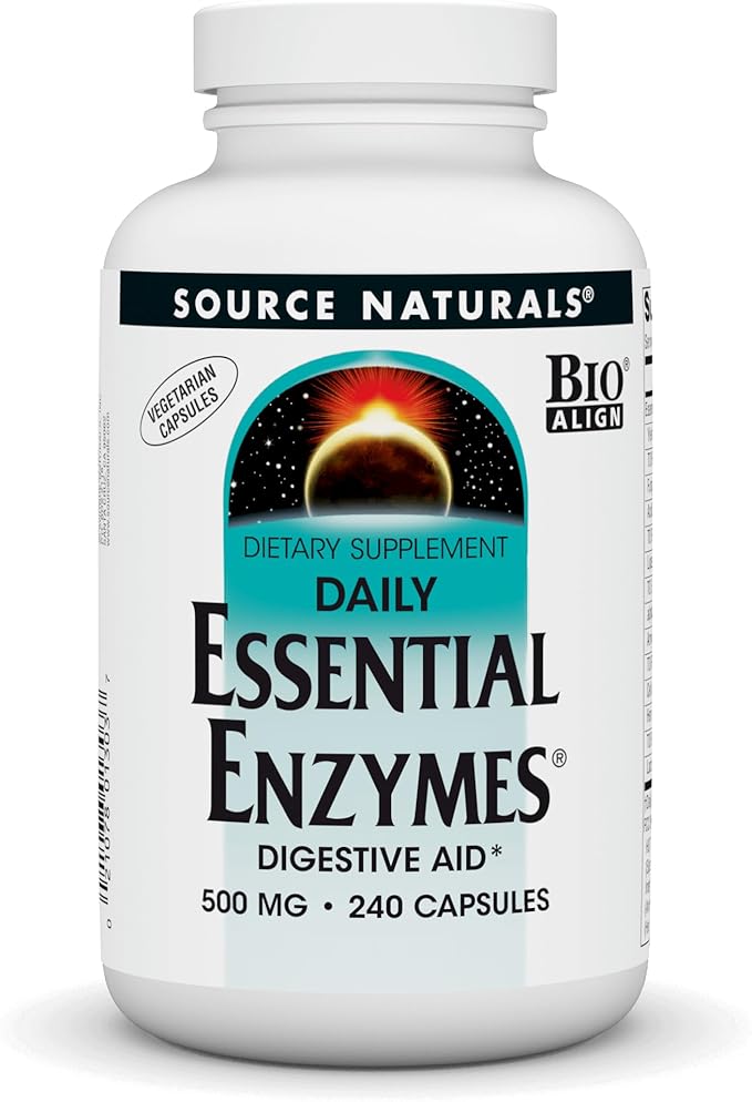 Source Naturals Essential Enzymes in Vegetarian Capsules, Digestive Aid* 500 Mg - 240 Capsules