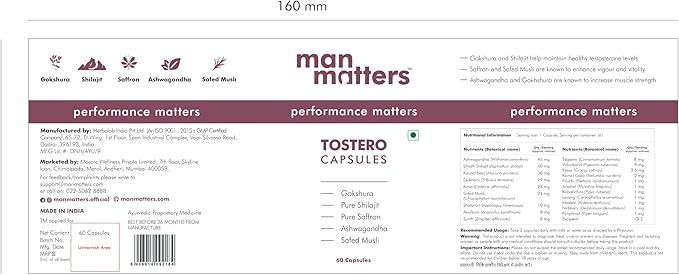 Pure Himalayan Shilajit Ashwagandha, Gokshura, Safed Musli & Kesar Capsules | 20 Natural Herbs | 60 Tablets