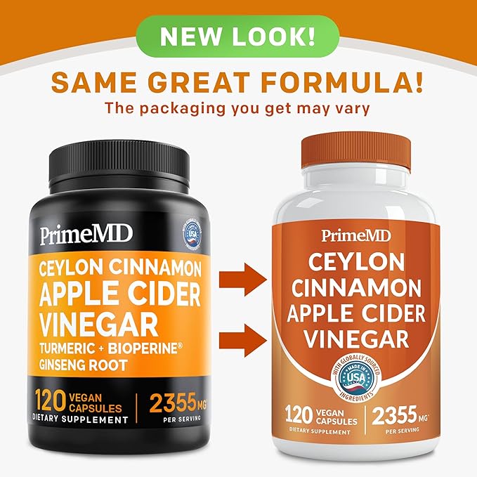 5-in-1 Ceylon Cinnamon Capsules 2355mg - Ceylon Cinnamon and Apple Cider Vinegar Capsules - Turmeric and Panax Ginseng Capsules - Cinnamon Supplements with Bioperine (120ct, Pack of 3)