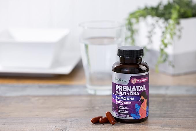 Prenatal Vitamins for Women - Multivitamin with DHA, Folic Acid, Vitamin C, B12, Iron & Omega-3 - Before, During & Post Pregnancy Supplement for Healthy Growth & Brain Development - 60 Softgels