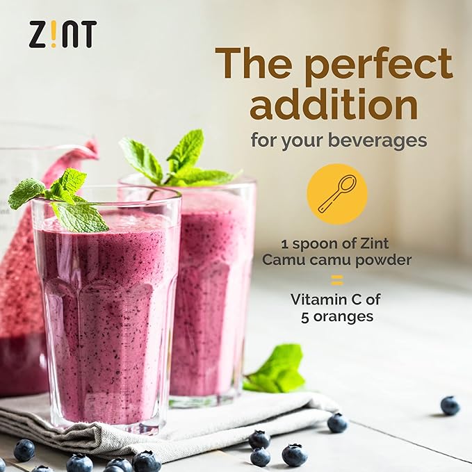 Zint Camu Camu Powder Organic | Superfood Powder | Organic Fruit Ingredient | Antioxidants Source Perfect for Smoothies, Juices, Ice Creams | Non-GMO, Gluten-Free, Kosher | 3.5 oz