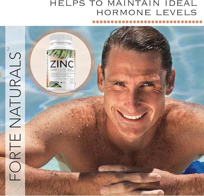 Zinc 50mg, (30 Tablets), Specially Formulated for Sensitive Stomach, Immune Support, Skin & Hair, Vegan Zinc Supplement, Non-GMO Made in USA