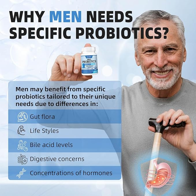 ZEBORA Probiotics-for-Men 100 Billion CFU, Men's Probiotics for Gut Health, Prebiotics + Enzymes + Saw Palmetto + Cranberry, Daily Probiotic Supplement for Digestive Health, Prostate, 89 Caps