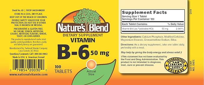 Nature's Blend Vitamin B-6 50mg