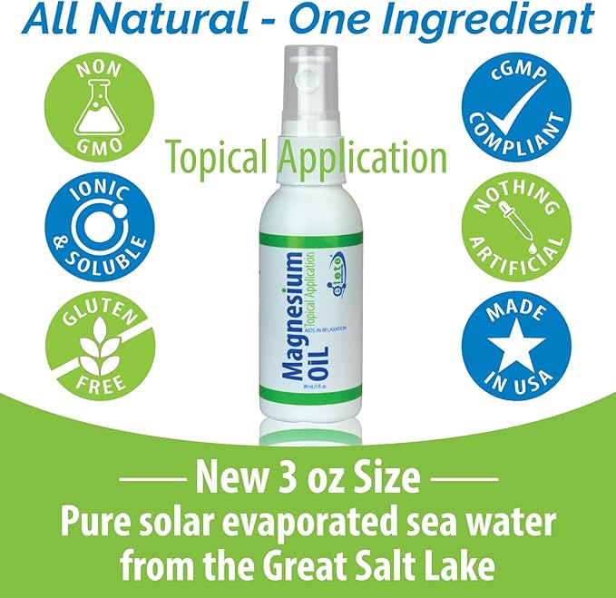 elete Pure Magnesium Oil Spray, Magnesium Oil for Feet, Legs, Muscle Cramps and Soreness, Accelerate Workout Recovery, 3oz