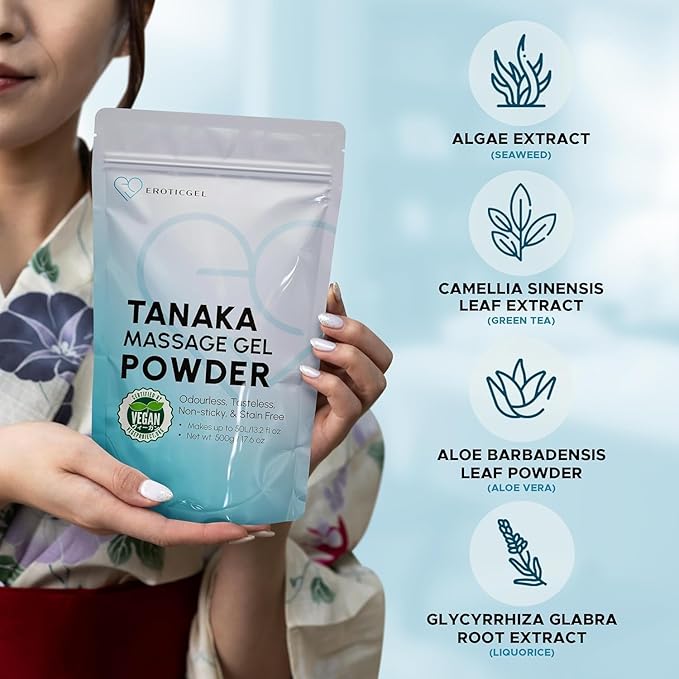Tanaka Edition Nuru Massage Gel Powder 500g | Aloe Vera, Seaweed, Liquorice, & Green Tea | Made in Japan | Paraben & Glycerine Free | Makes 13.2 gal/ 50 Litre