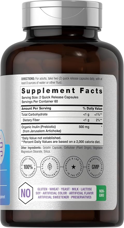 Horbäach Prebiotic for Men and Women | 120 Powder Pills | High Strength & Premium Quality Supplement | Non-GMO & Gluten Free Quick Release Capsules