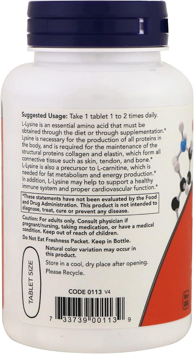 NOW Foods L-lysine 1000mg, 100 Count (Pack of 2)