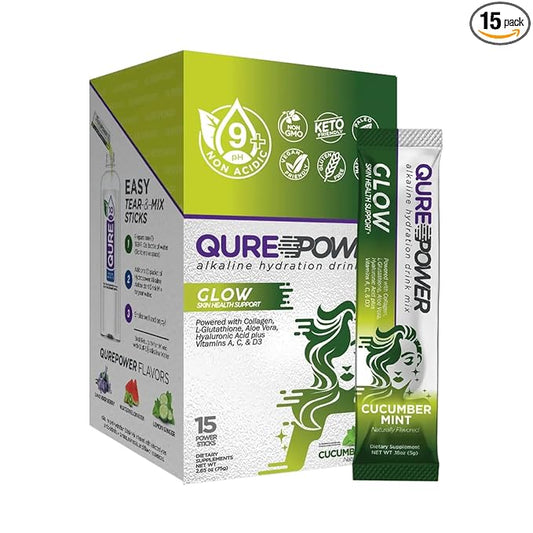 QURE Alkaline Skin Glow for Youthful Radiance and Skin Hydration-Alkaline Antioxidant Blend- Collagen, Vitamin C, Hyaluronic Acid, Aloe Vera
