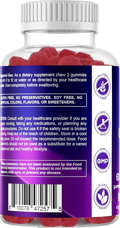 Vitamatic Sugar Free 5-HTP 200mg Gummies with B6 – 60 Pectin-Based Gummies – Mood Support & Stress Relief