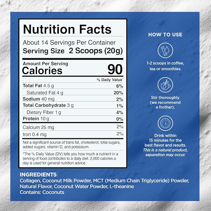 VitaCup Keto + Collagen Coffee Creamer Vanilla Flavor w/MCT, Collagen Protein, Coconut Water, L-Theanine for Keto Diet, Coffee, Smoothies, & Shakes, Dairy-Free, Gluten-Free, Soy-Free, 3 bags,10oz each