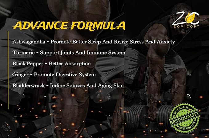 Premium Ashwagandha Extract Capsule with Ginger, Turmeric, Black Pepper, Bladderwrack, Burdock - 60 Capsule for 1 Month - Strength, & Immune Support