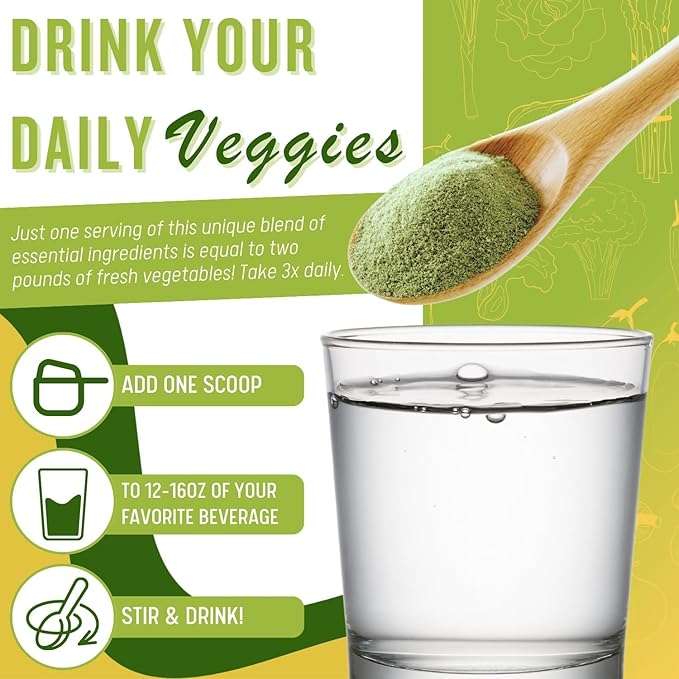 Ultimate Greens with MSM Powder, Vegan Friendly Natural Ingredients Gluten Soy Free NO GMO Superfood Vegetable Nutritional Drink Alkalizing Energy 8oz 6 Pack (6 Month Supply)