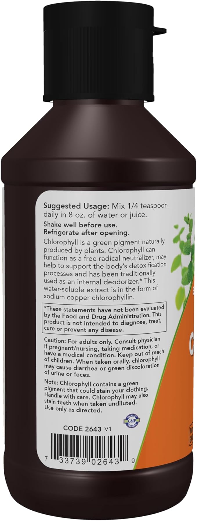 NOW Foods Supplements, Extra Strength Liquid Chlorophyll, Unflavored, Internal Deodorizer*, Promotes Cleansing*, Freshens Breath*, 4X Concentration, 4 FL. OZ. (118 mL)