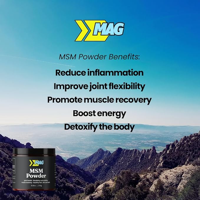 MSM Powder - 100% Organic Sulfur Crystals for Joint Support, Muscle Recovery, Skin Health, Nail & Hair Growth - Lab Tested - 83 Servings (250g)
