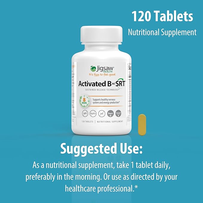 Jigsaw Health Activated B w/SRT | Supports Healthy Nervous System and Energy Production | 120 Tablets