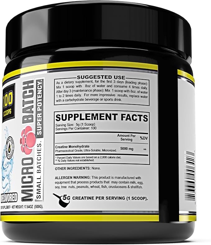 Man Sports 100% Pure Creatine Monohydrate Powder, Neutral, 500 Gram - 100 Servings