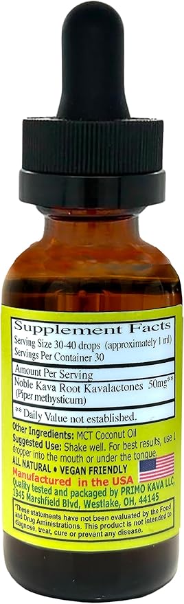 Drops | Natural Kava from Fiji | Fast Acting Kava Root Extract for Calming & Relaxation | 50 mg Potent Kavalactones | 1 oz
