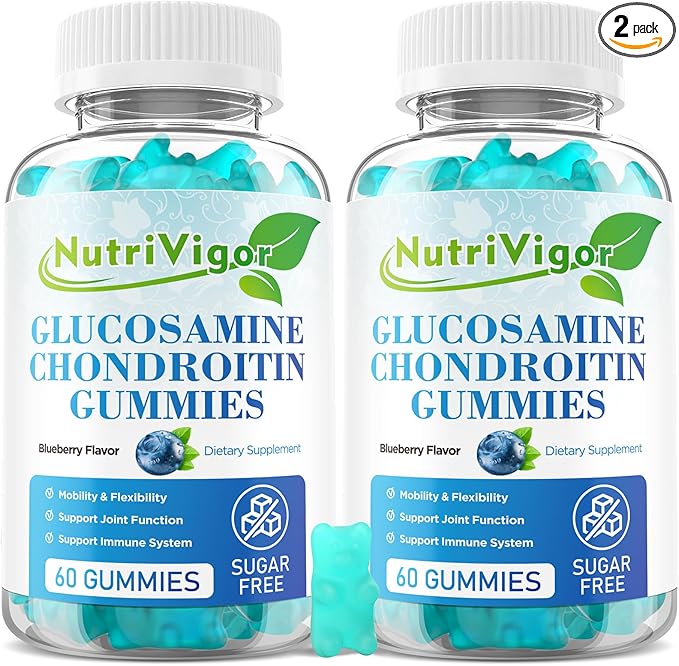Glucosamine Chondroitin Gummies, Extra Strength Joint Support Supplement with MSM & Elderberry, Joint Support Supplement for Adults, Men & Women, Blueberry Flavor, 120 Count