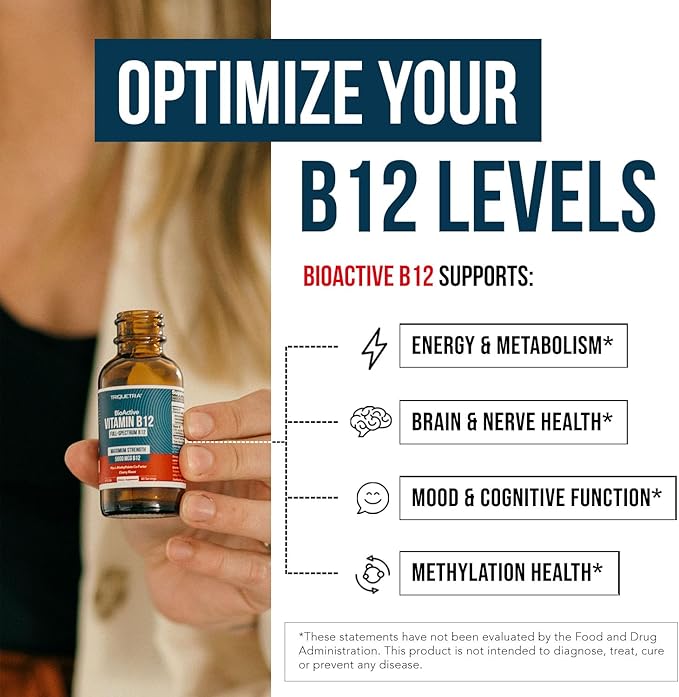 BioActive Vitamin B12 5000 mcg | Contains 3 BioActive B12 Forms Plus Methylfolate Cofactor - Methyl B12, Adenosyl B12 & Hydroxy B12 | Sublingual Form, Cherry Flavor, Organic, Vegan (60 Servings)