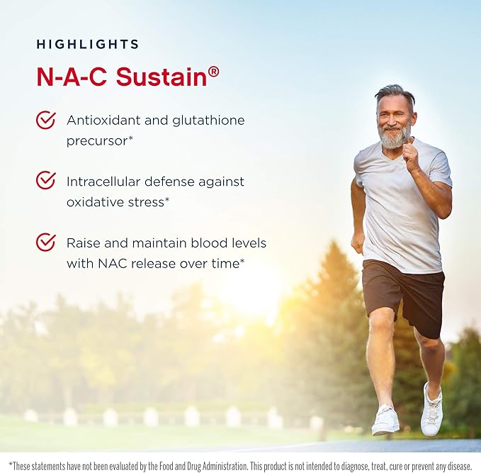 Jarrow Formulas N-A-C Sustain, Supports Liver and Lung Function, 600 Mg, 60 Sustain Tablets (Pack of 2)