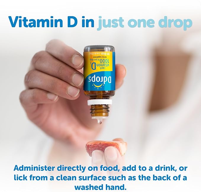 Ddrops Adults 1000 IU 180 Drops, Liquid Vitamin D. Supports Strong Bones & Immune System. No Large Capsules, No Preservatives, Non-GMO, Allergy-Friendly