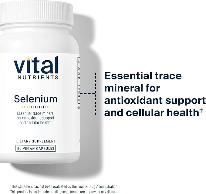 Vital Nutrients - Selenium - Powerful Antioxidant Support - 90 Vegetarian Capsules per Bottle - 200 mcg