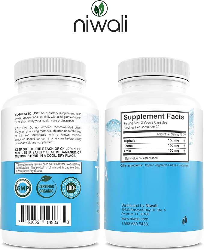 Triphala Capsules for Gut Health - 60 Counts | Organic Triphala Supplement | Digestion, Colon Cleanser & Detox, Immune System Support | USDA Certified Organic | Adaptogen Non-GMO