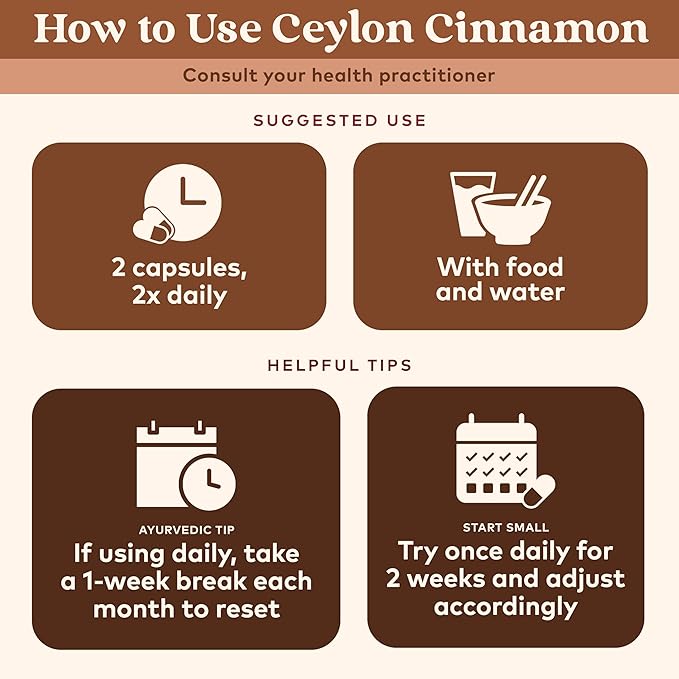ORGANIC INDIA Ceylon Cinnamon Supplement - Organic Ceylon Cinnamon Capsules, Cinnamon Pills Herbal Supplement, Support Digestion, Source of Antioxidants, USDA Organic, Vegan, Gluten-Free - 60 Capsules