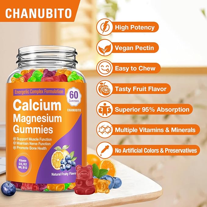Calcium Citrate with Vitamin D3, K2, 1200mg Calcium Gummies with Magnesium Zinc, Extra Absorption Calcium Supplements for Women & Men Bone, Muscle & Immune Support, Fuit Flavor 120 Chewable Gummies