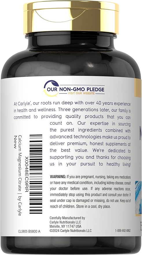Carlyle Calcium Magnesium Citrate with Vitamin D3 | 150 Capsules | Non-GMO & Gluten Free Supplement