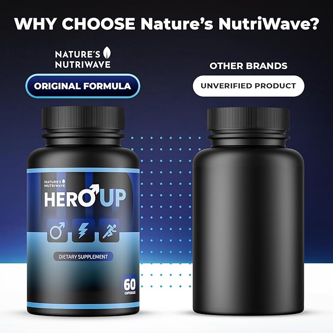 HeroUP - Natural Wellness Supplement with Plant-Based Ingredients – Non-GMO, Stimulant-Free | Made in The USA, GMP-Certified | 60 Capsules, 1 Month Suppy