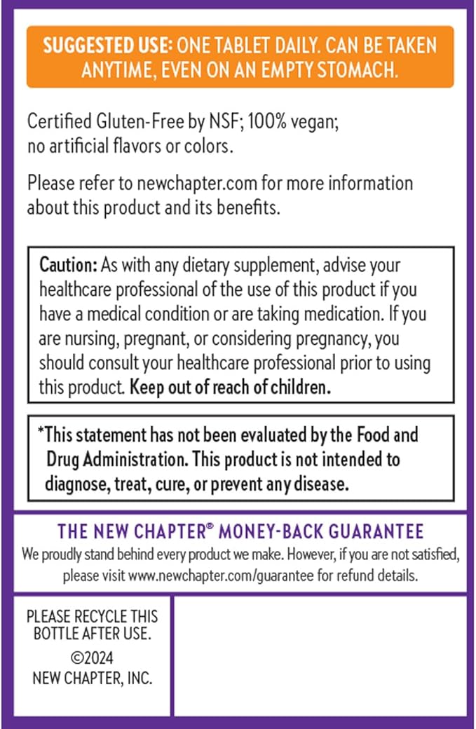 New Chapter Fermented Vitamin C + Elderberry, ONE Daily for Immune Support & Collagen Protection, Made with Organic Herbs, Certified Vegan, Gluten Free, 60 Count