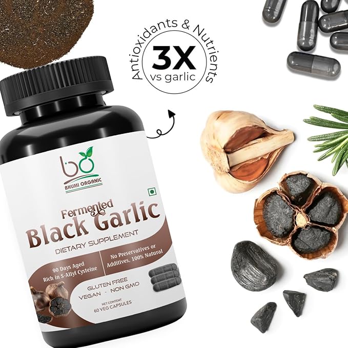 Aged and Fermented Black Garlic Capsules, 60 Veg Capsules, 500 mg