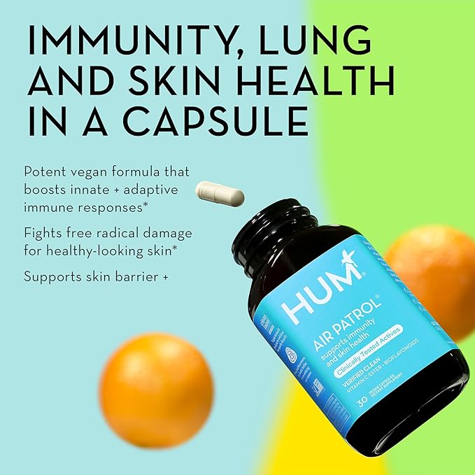 HUM Air Patrol - Immune Supplement with Vitamin C & Citrus Bioflavonoids - Supports Skin Barrier, Lungs & Immune Response (30 Vegan Capsules)