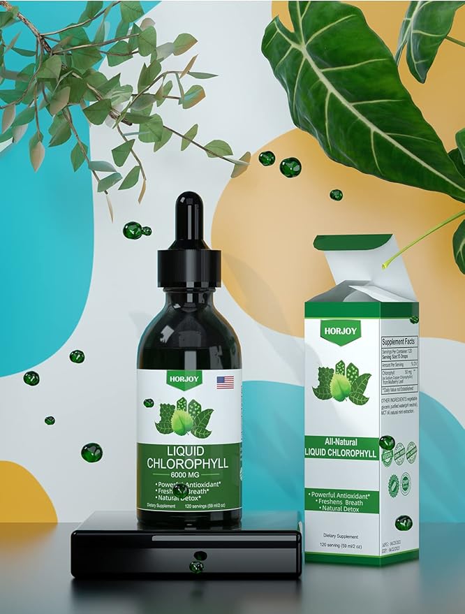 Chlorophyll Liquid Drops - 100% Natural Energy Booster and Immune Support - Internal Deodorant and Detox - Altitude Sickness Relief - Fast Absorption, Vegan & Non-GMO - 120 Servings (Pack of 1)