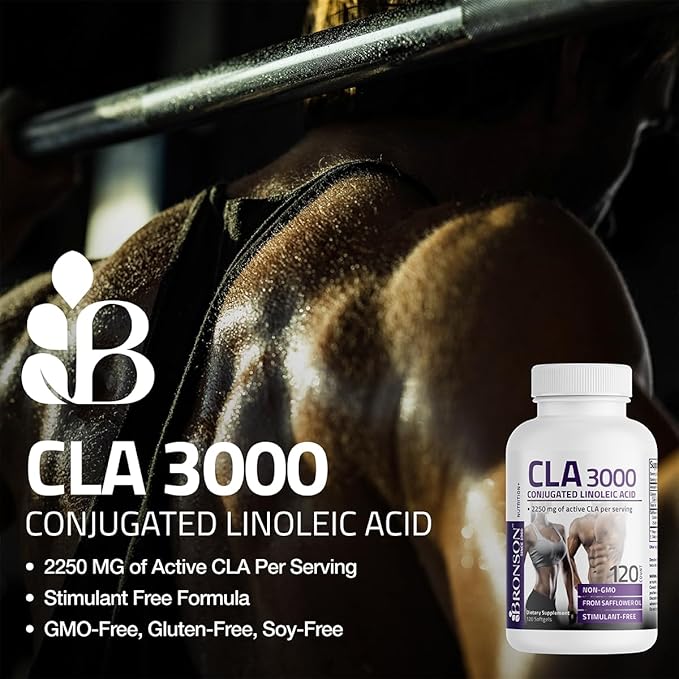 Bronson CLA 3000 Extra High Potency Supports Healthy Weight Management Lean Muscle Mass Non-Stimulating Conjugated Linoleic Acid 300 Softgels